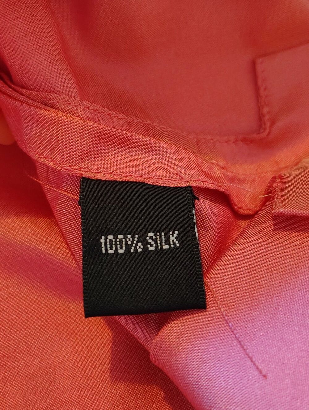 Linda Allard Ellen Tracy Pink Silk Button Up Shirt Blouse Sz 14 Pink Ribbon - Picture 9 of 10